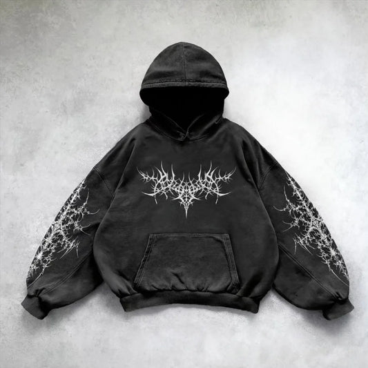 Black Hoodies Loose Long Sleeved Pullover Unisex Sweatshirt
